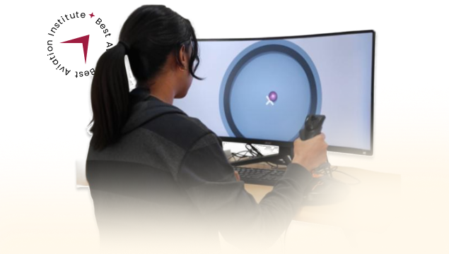 ADAPT Exam Preparation Pilot Related Girl Sitting and Practicing with Simulators
